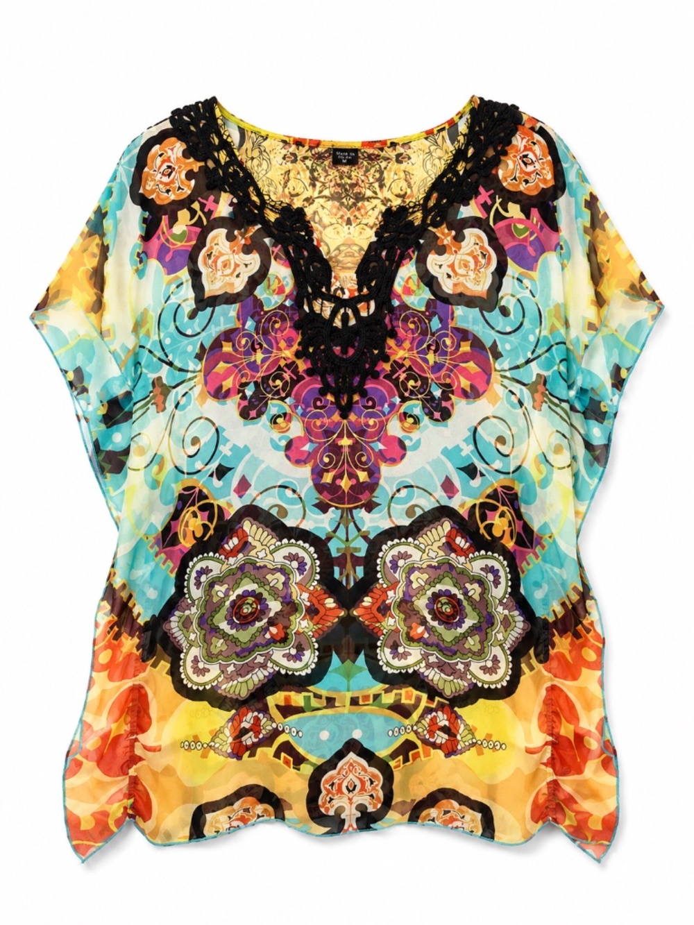Anthropologie Sienna Rose top/blouse/kimono M boho crochet sleeveless sheer